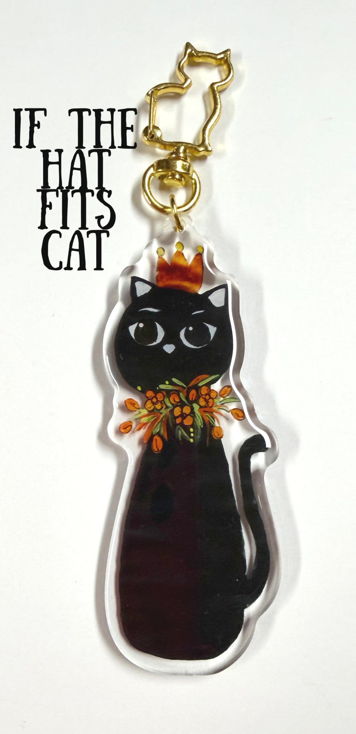 Large journal/ bag Charm “If the Hat Fits Cat”
